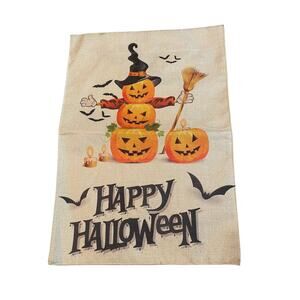 Happy Pumpkin Trio Halloween Garden Flag Jack o'Lantern Snowman Reversible